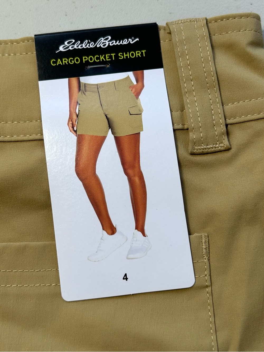 Eddie Bauer Khaki Cargo Pocket Shorts Adventure Hike Women's Size 4 NWT